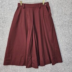 Vintage‎ LANDS END Skirt Womens 4 S Burgundy Pleated Midi Dark Academia Fall USA